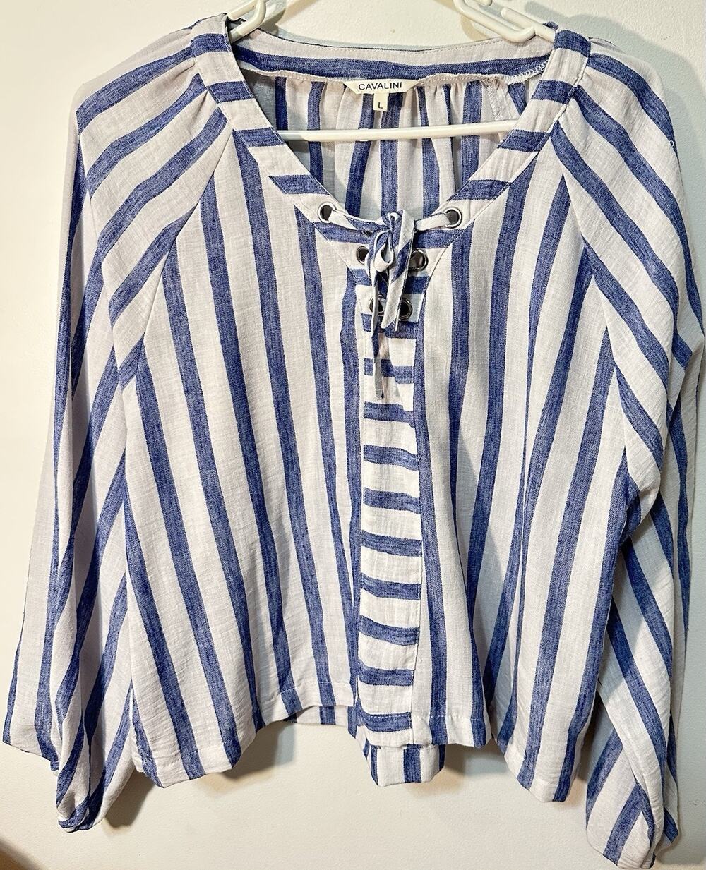 Cavalini Womens Blue Striped Size Large Long Sleeve